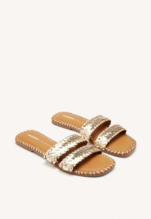 BRAIDED LEATHER FLAT SANDALS PERHAM