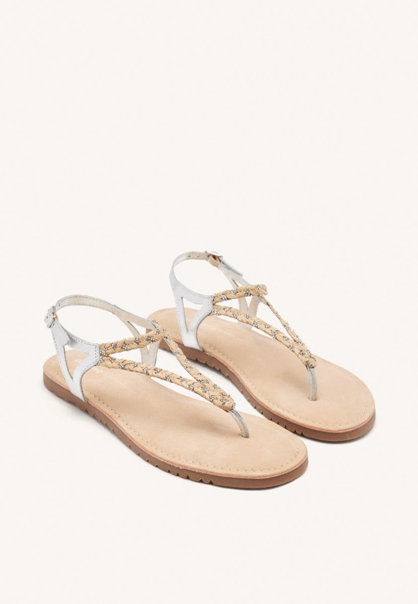 SANDALIAS GRIEGAS PIEL, RAFIA Y BRILLO LIMINGTON