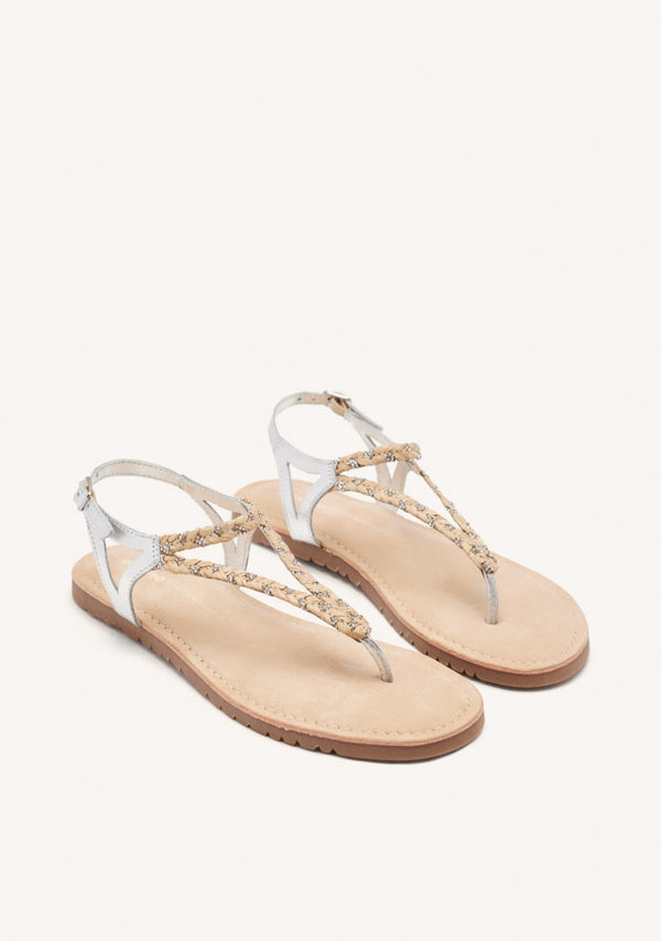 SANDALIAS GRIEGAS PIEL, RAFIA Y BRILLO LIMINGTON