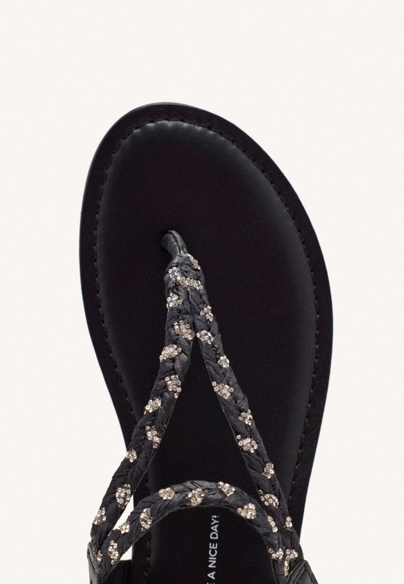 SANDALIAS GRIEGAS PIEL, RAFIA Y BRILLO LIMINGTON