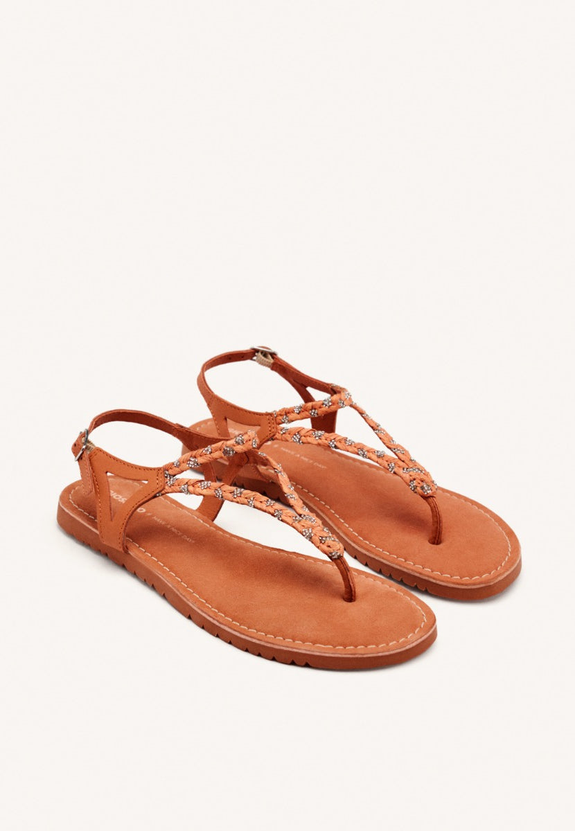 SANDALIAS GRIEGAS PIEL, RAFIA Y BRILLO LIMINGTON