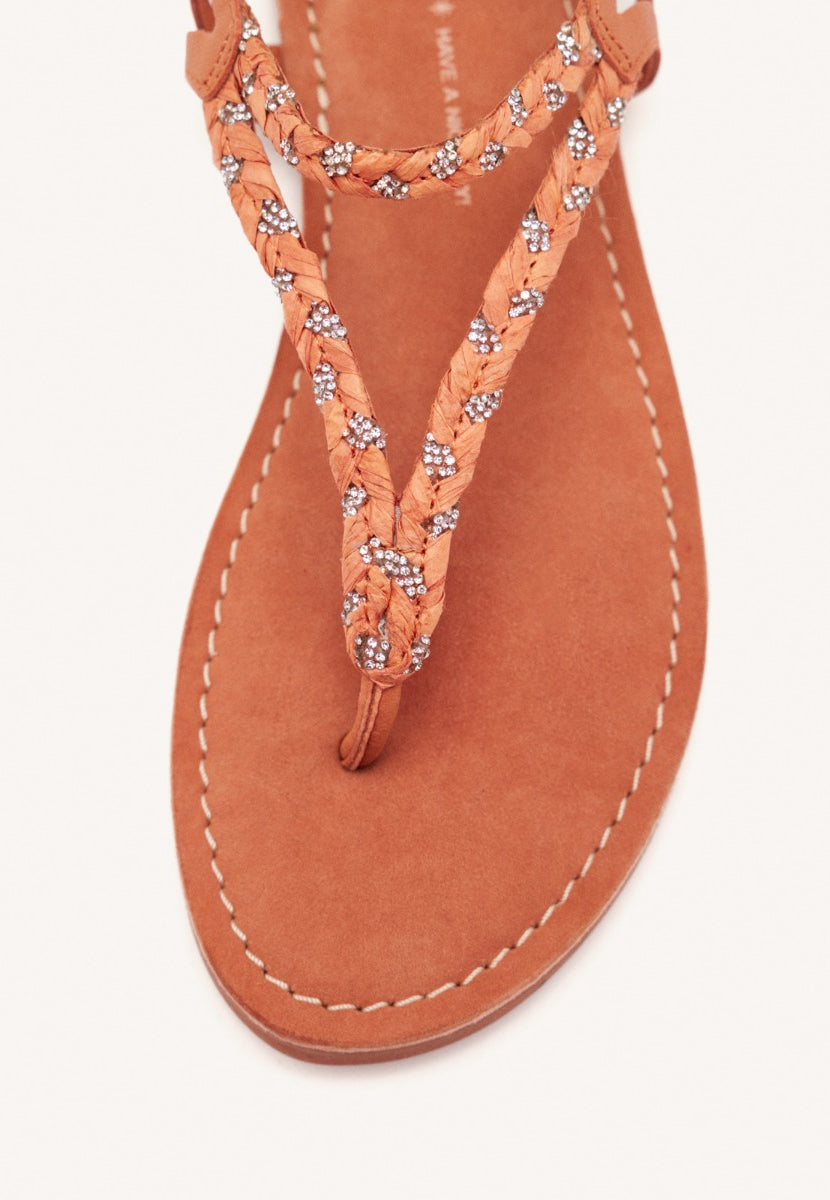 SANDALIAS GRIEGAS PIEL, RAFIA Y BRILLO LIMINGTON