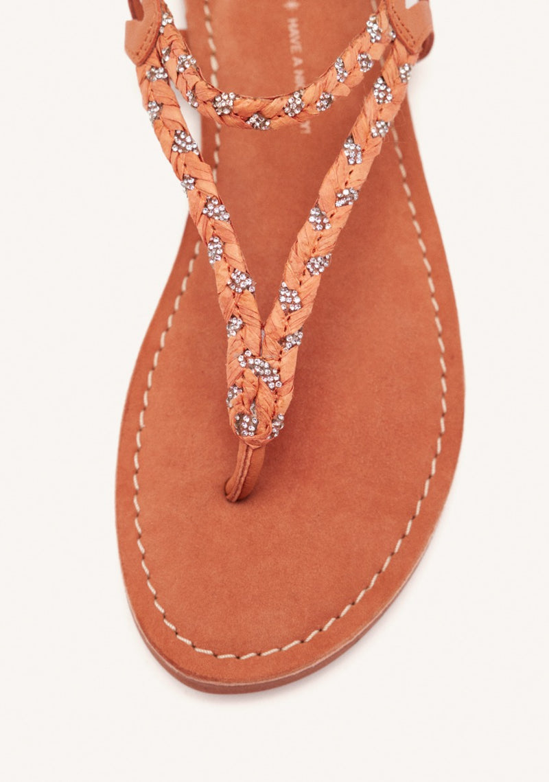SANDALIAS GRIEGAS PIEL, RAFIA Y BRILLO LIMINGTON