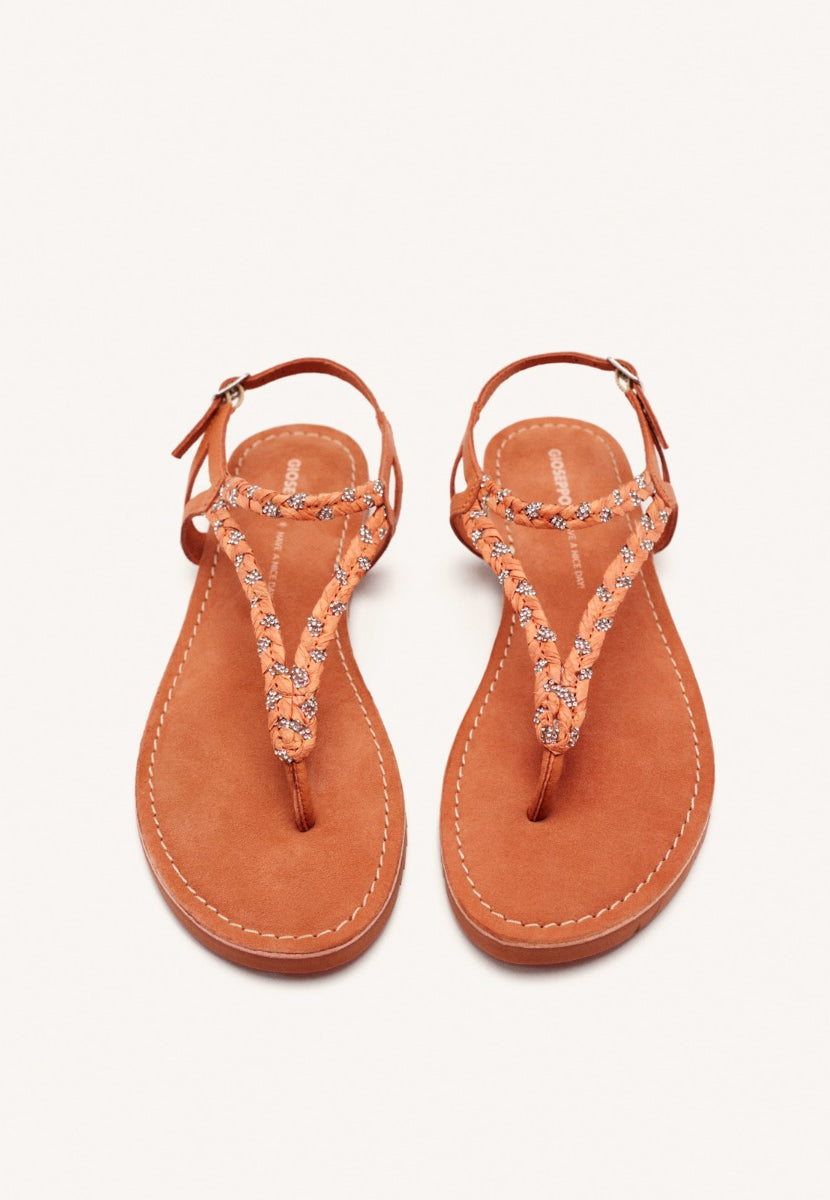 SANDALIAS GRIEGAS PIEL, RAFIA Y BRILLO LIMINGTON