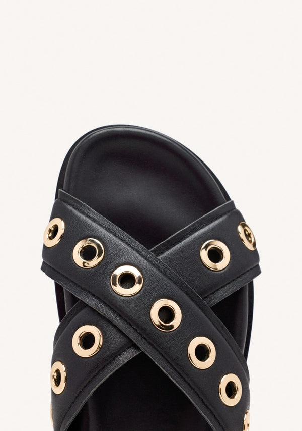 SANDALIAS PIEL OLLADOS HILES