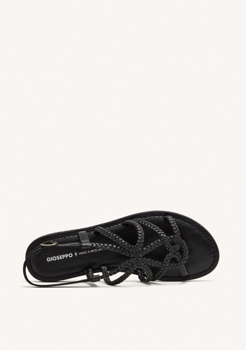 【美品】BRENTA BLACK FLAT SANDAL 24 BRAIDED LEATHER FLAT SANDALS ORLAND