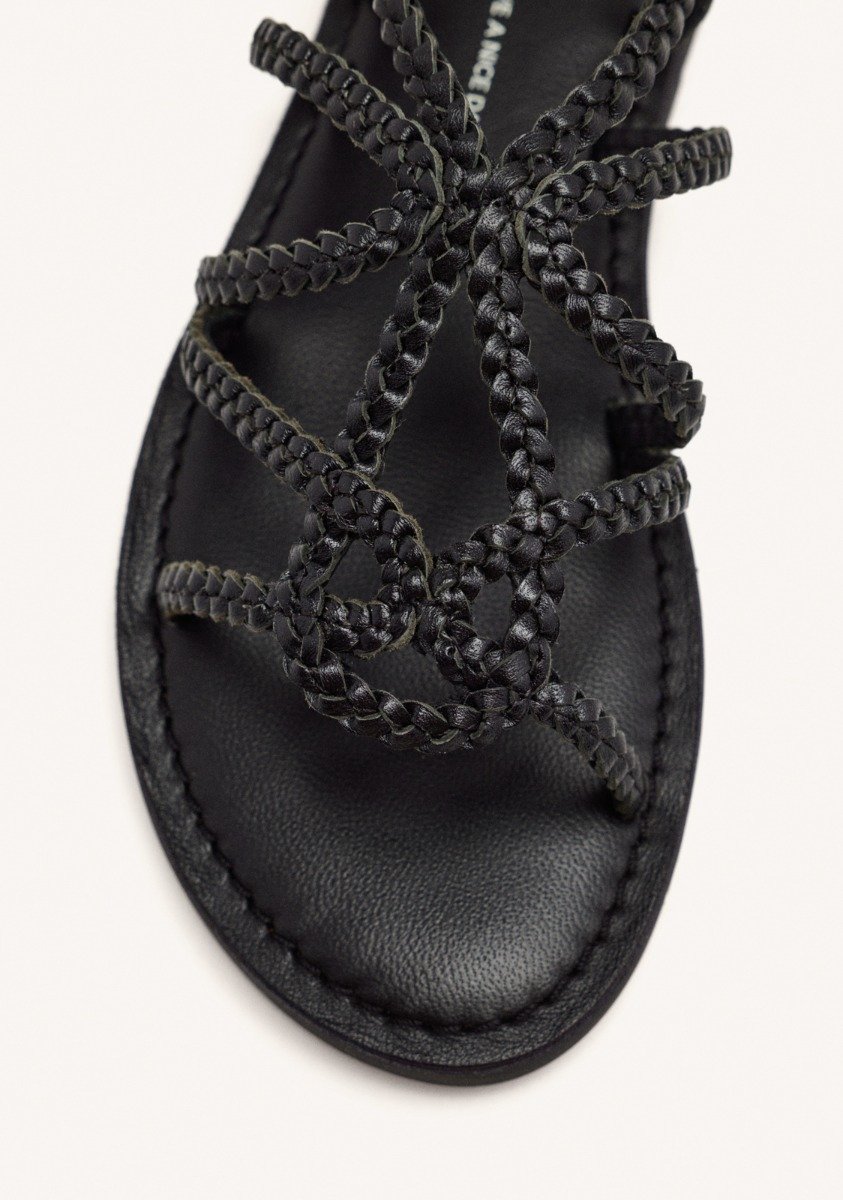 BRAIDED LEATHER FLAT SANDALS ORLAND