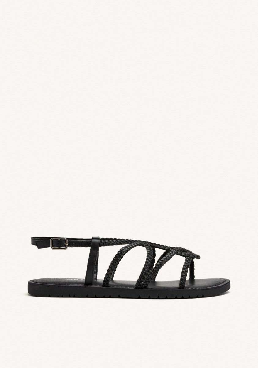 BRAIDED LEATHER FLAT SANDALS ORLAND