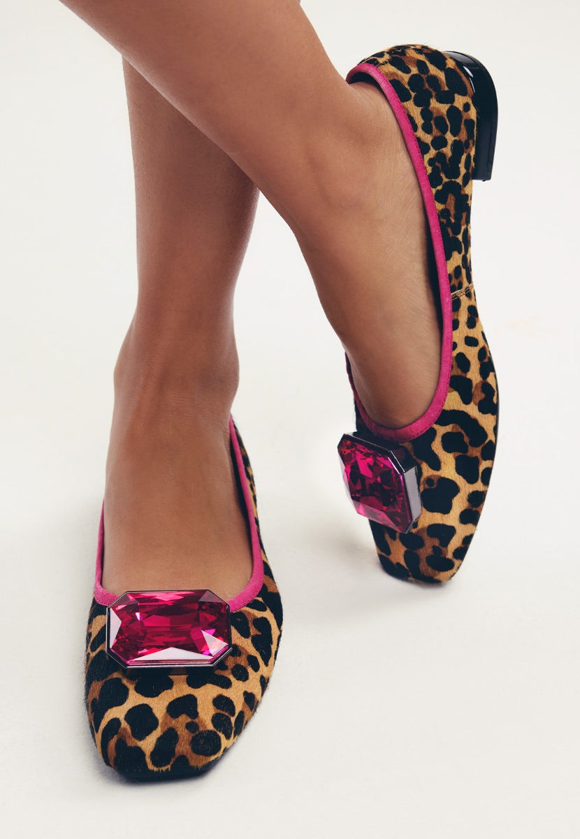 BALLERINE PELLE CON STAMPA LEOPARDATA CLYMAN