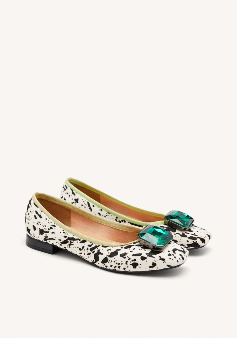 BALLERINE PELLE STAMPA MUCCA CLYMAN