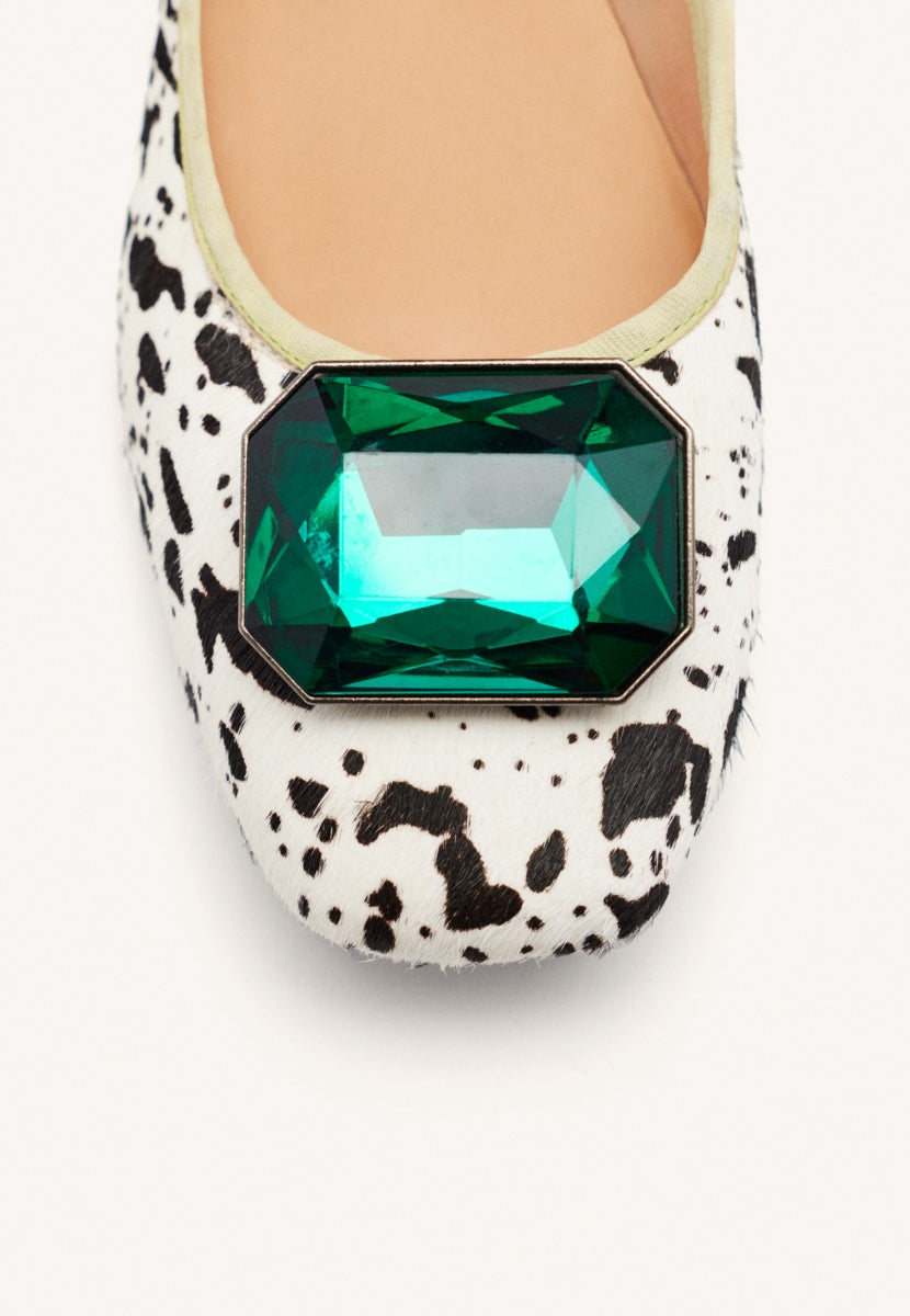 BALLERINE PELLE STAMPA MUCCA CLYMAN