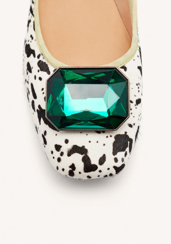BALLERINE PELLE STAMPA MUCCA CLYMAN