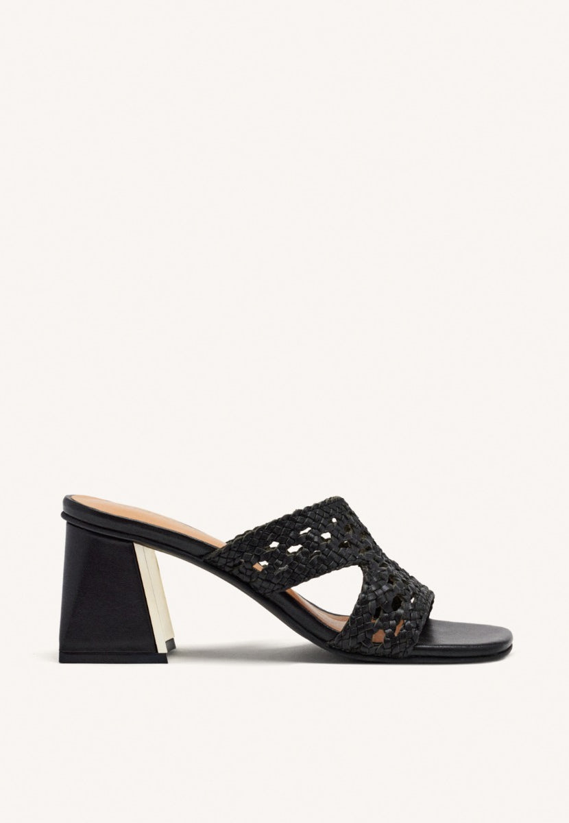 SANDALIAS MULES TACÓN Y PIEL TRENZADA KEWAUNEE
