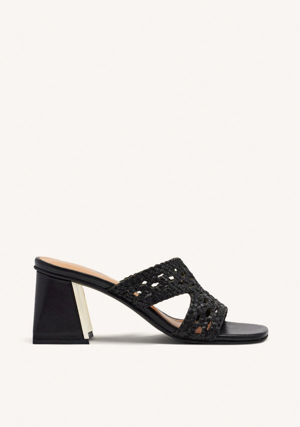 SANDALES MULES À TALONS HAUTS CUIR TRESSÉ KEWAUNEE