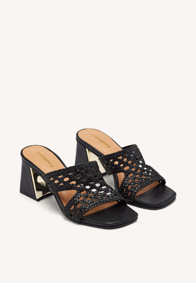 SANDALIAS MULES TACÓN Y PIEL TRENZADA KEWAUNEE