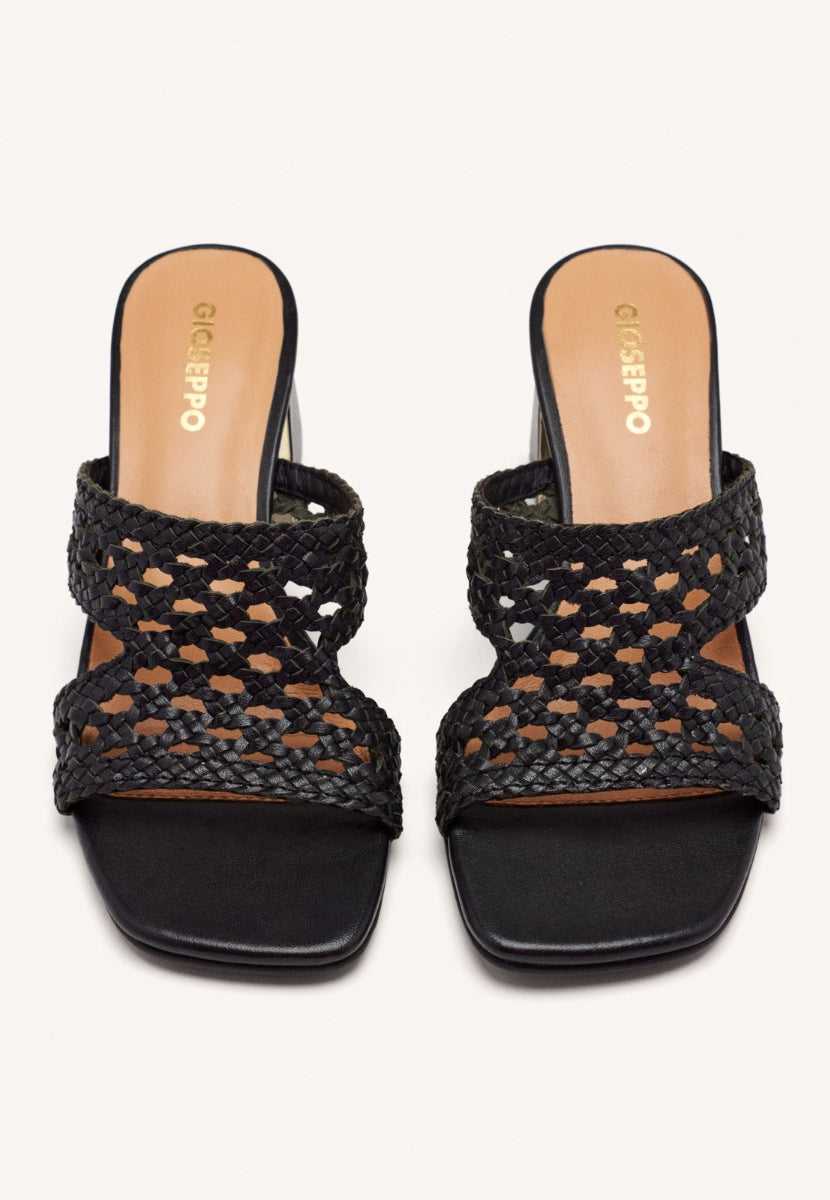 SANDALIAS MULES TACÓN Y PIEL TRENZADA KEWAUNEE