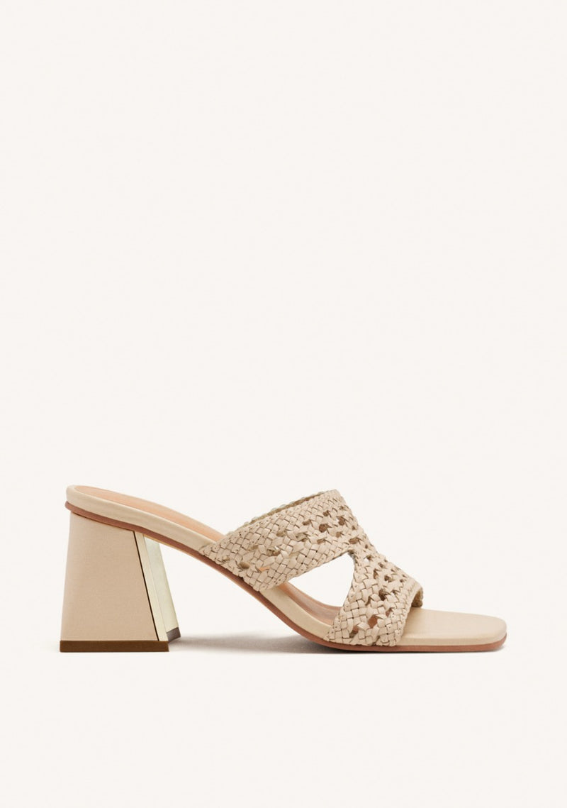 SANDALIAS MULES TACÓN Y PIEL TRENZADA KEWAUNEE