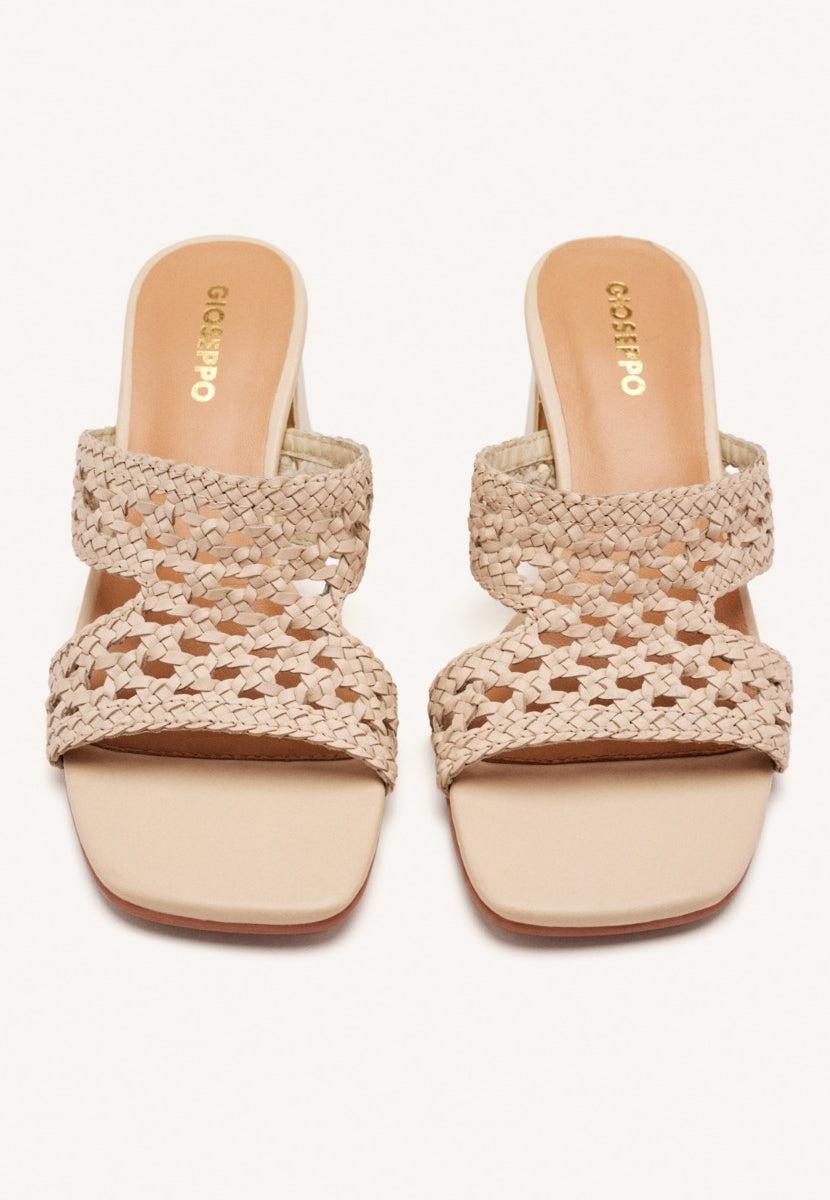 SANDALIAS MULES TACÓN Y PIEL TRENZADA KEWAUNEE