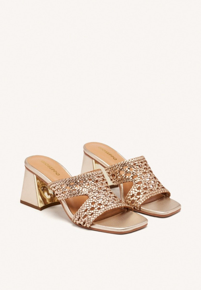 SANDALIAS MULES TACÓN Y PIEL TRENZADA KEWAUNEE