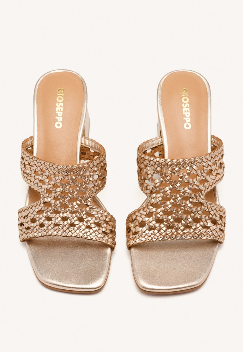 SANDALIAS MULES TACÓN Y PIEL TRENZADA KEWAUNEE