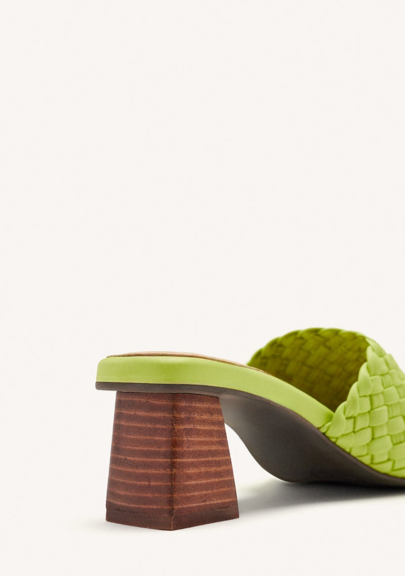 BRAIDED LEATHER HIGH HEEL MULES SANDALS COLRAIN