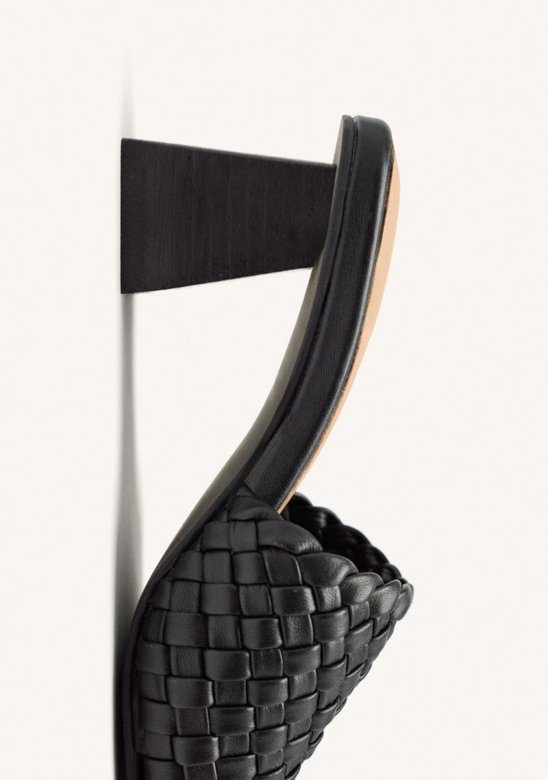 BRAIDED LEATHER HIGH HEEL MULES SANDALS COLRAIN