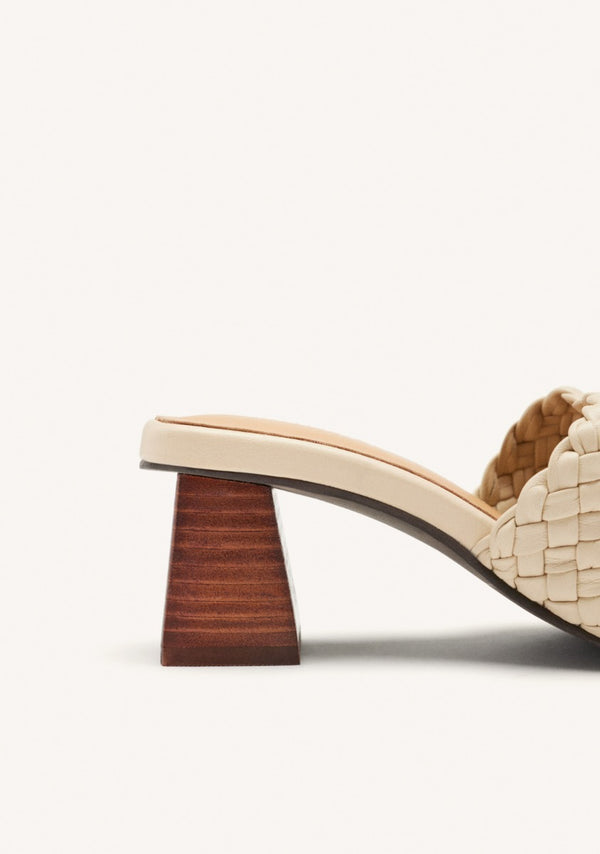 BRAIDED LEATHER HIGH HEEL MULES SANDALS COLRAIN