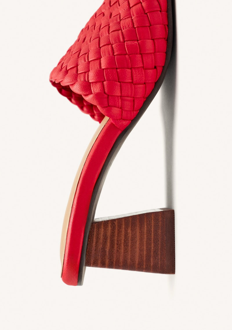 SANDALIAS MULES TACÓN Y PIEL TRENZADA COLRAIN