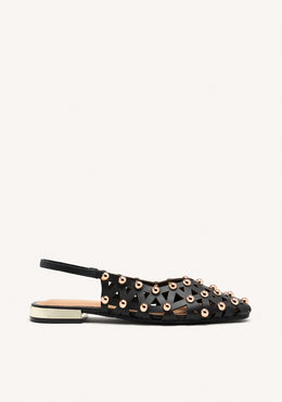 STUDDED LEATHER SLINGBACK BALLET FLATS CALAMUS