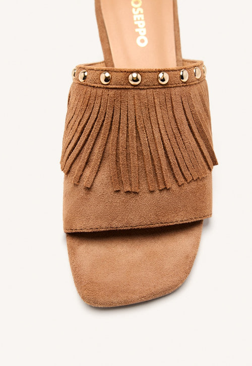 SANDALES MULES À TALON À FRANGES CUIR DIXFIELD