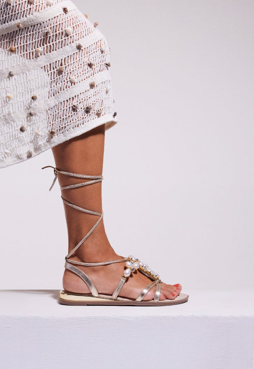 LEATHER PEARL SANDALS JANICE