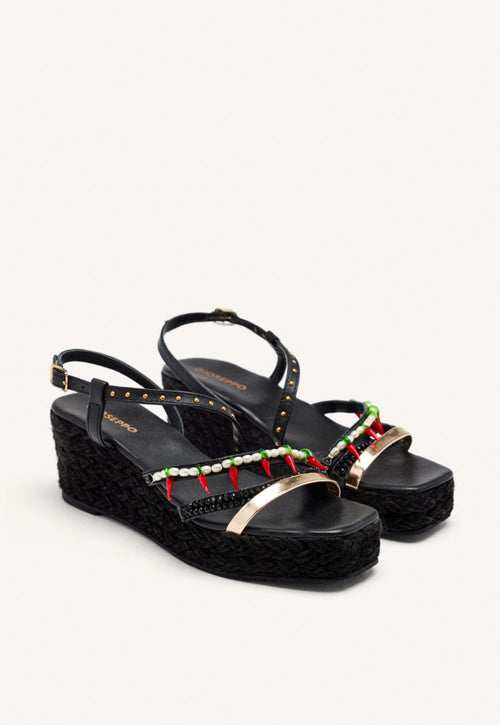 SANDALI PELLE CON PERLINE XENA