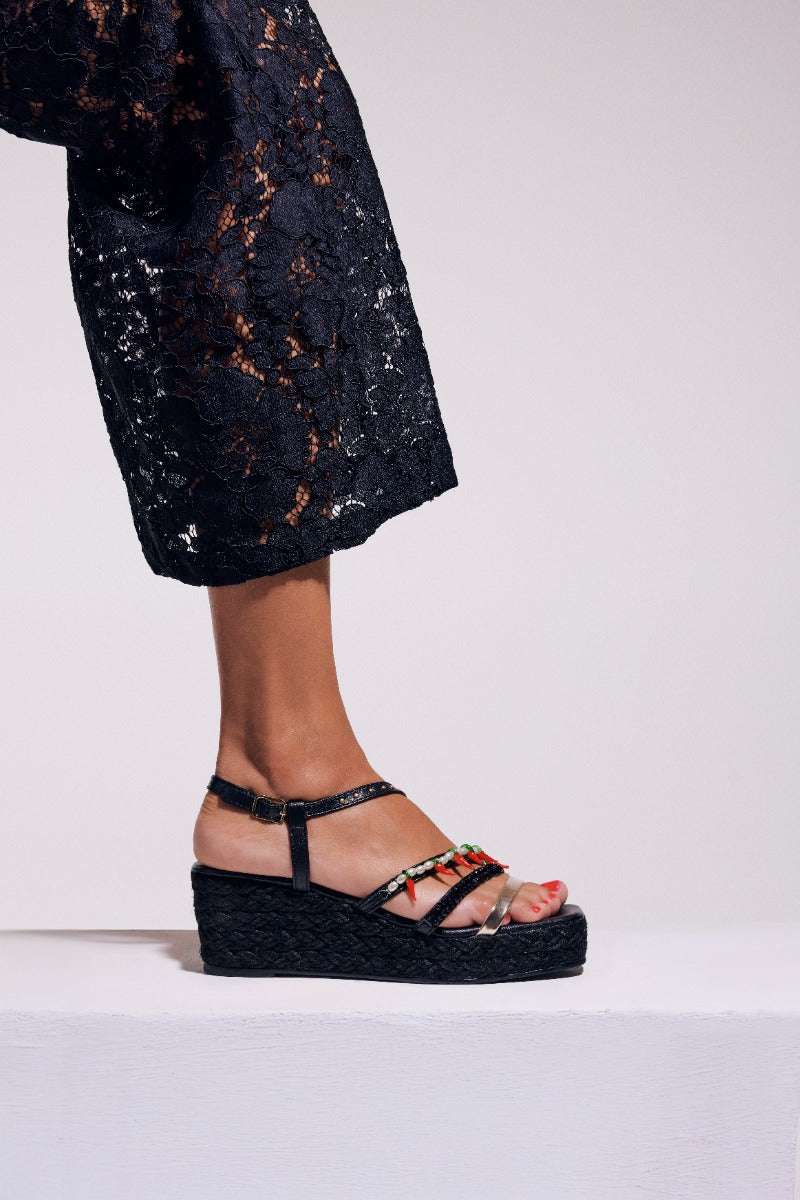 SANDALIAS PIEL CUÑA YUTE XENA