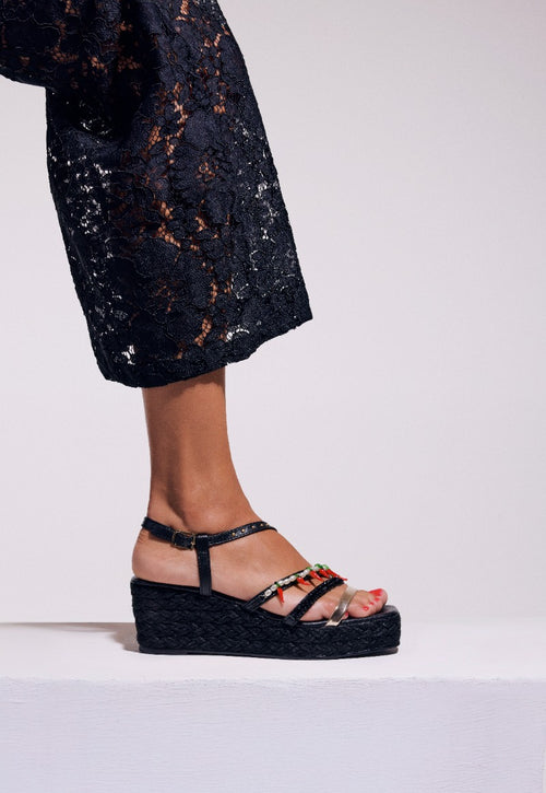 SANDALI PELLE CON PERLINE XENA