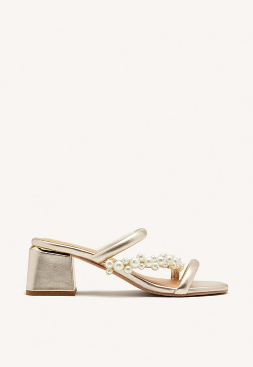 SANDALES À TALONS CUIR ET PERLES CHILMARK