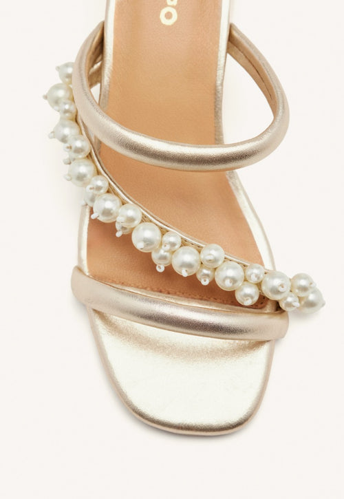 SANDALES À TALONS CUIR ET PERLES CHILMARK