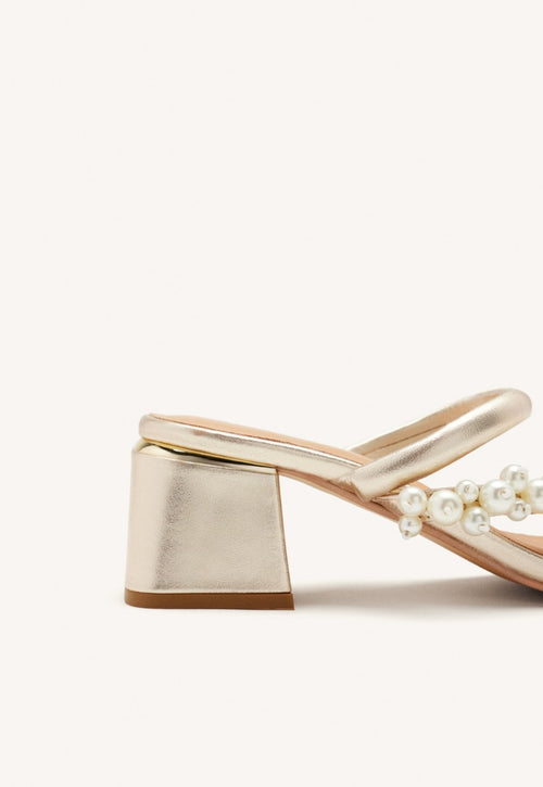 SANDALES À TALONS CUIR ET PERLES CHILMARK