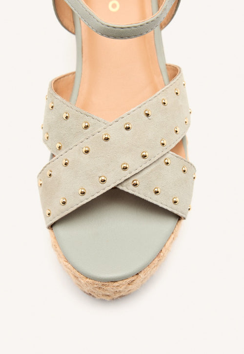 LEATHER SANDALS AND RAFFIA WEDGE GILSUM