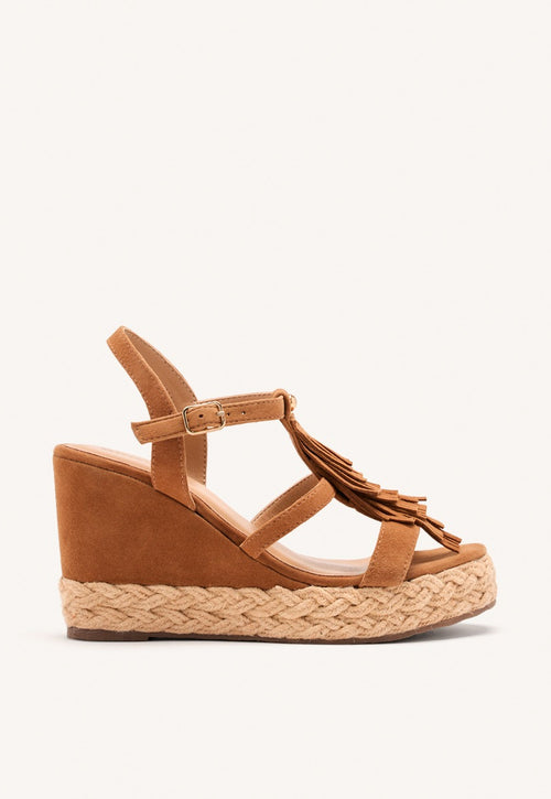SANDALI CON ZEPPA PELLE CON FRANGE ELDERON