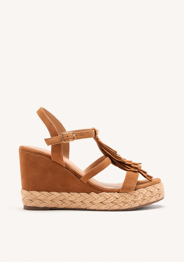 SANDALIAS CUÑA PIEL FLECOS ELDERON