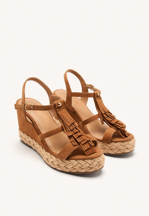 SANDALI CON ZEPPA PELLE CON FRANGE ELDERON