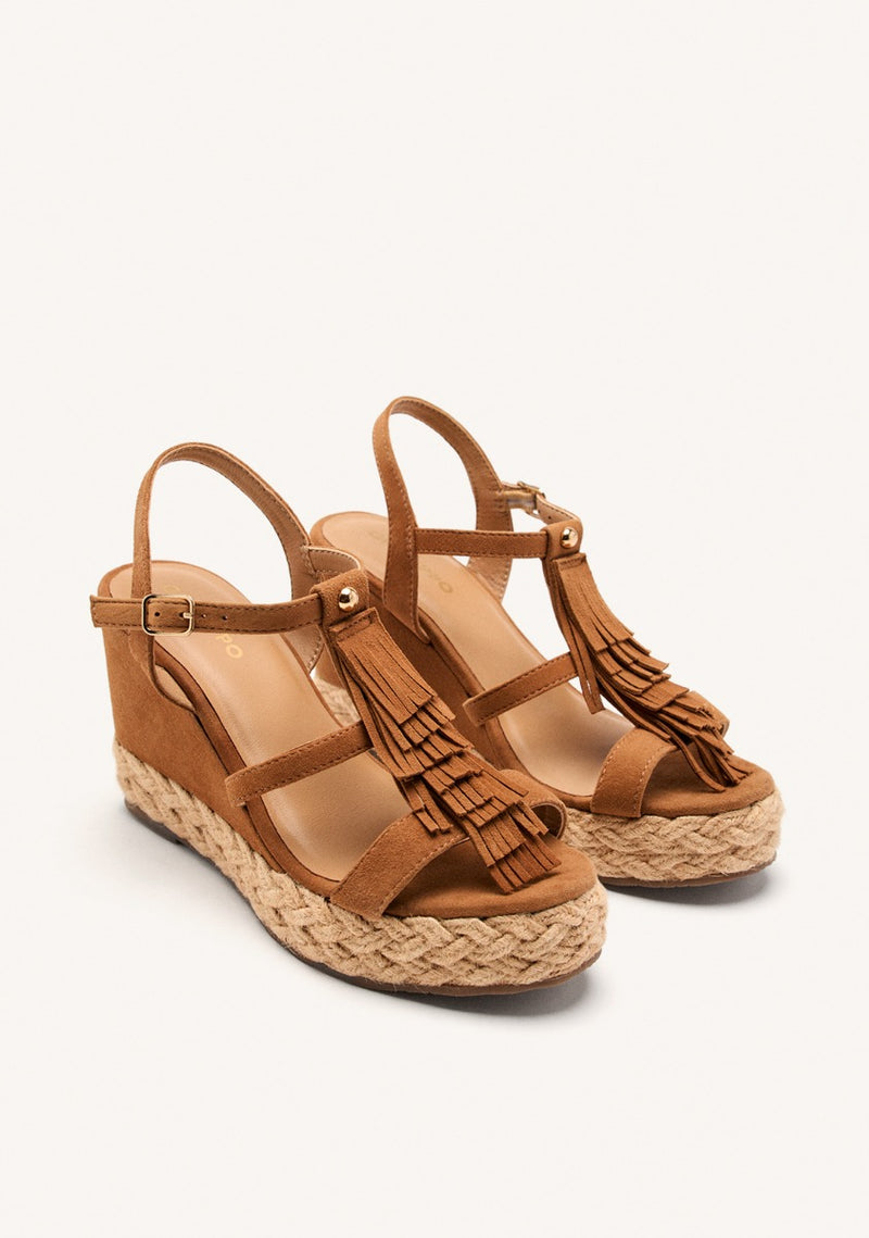 SANDALIAS CUÑA PIEL FLECOS ELDERON