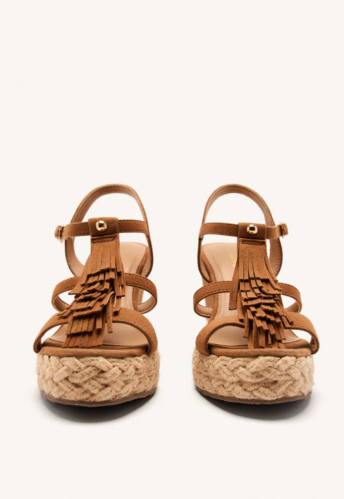 SANDALI CON ZEPPA PELLE CON FRANGE ELDERON