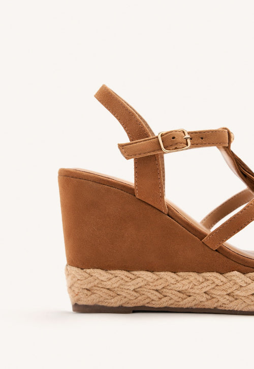 SANDALI CON ZEPPA PELLE CON FRANGE ELDERON