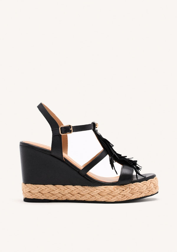 SANDALIAS CUÑA PIEL FLECOS ELDERON