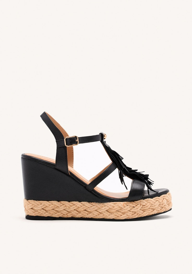 SANDALIAS CUÑA PIEL FLECOS ELDERON