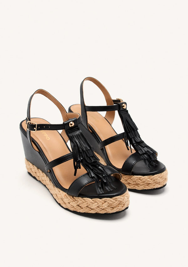 SANDALIAS CUÑA PIEL FLECOS ELDERON