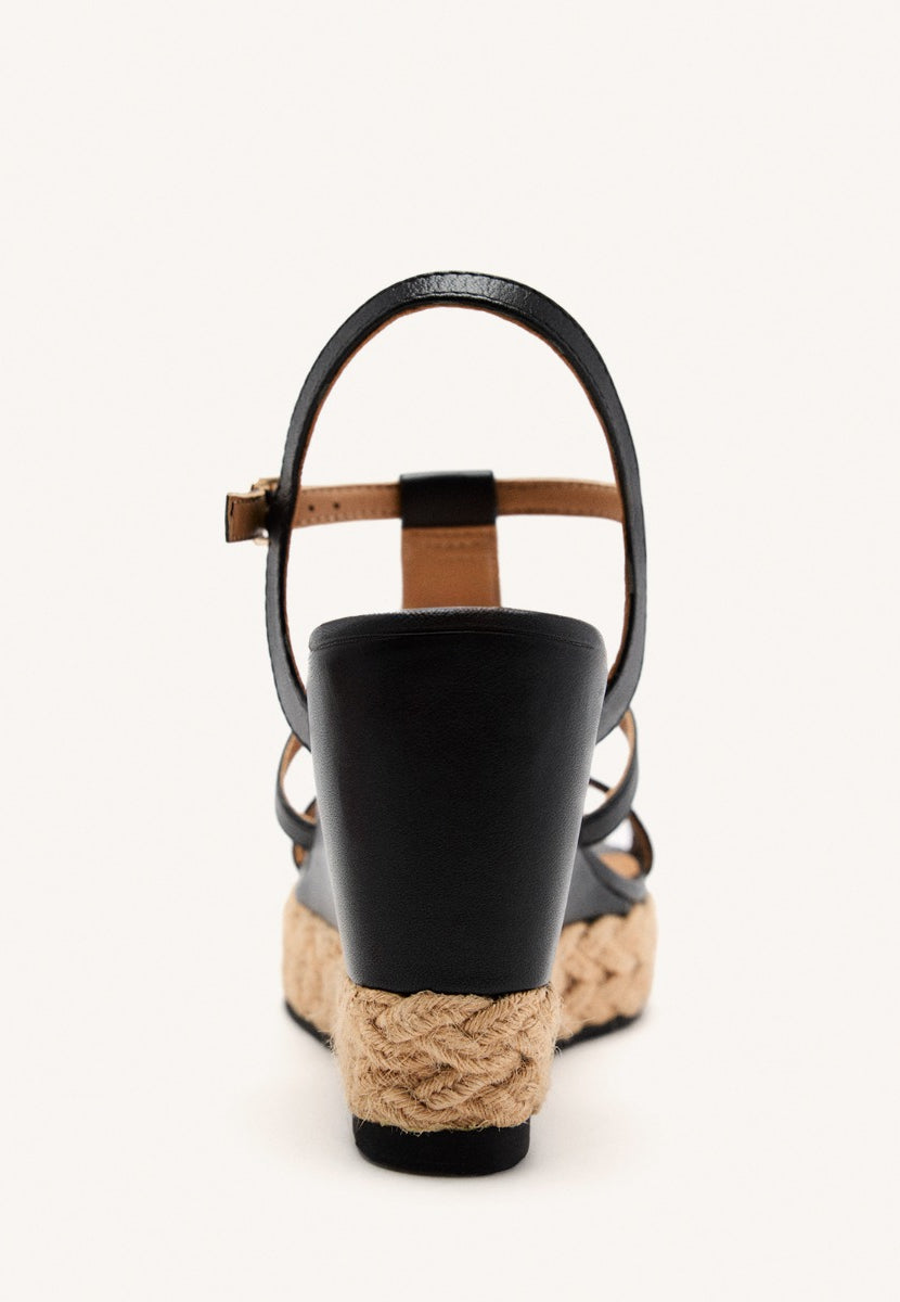 LEATHER FRINGE WEDGE SANDALS ELDERON