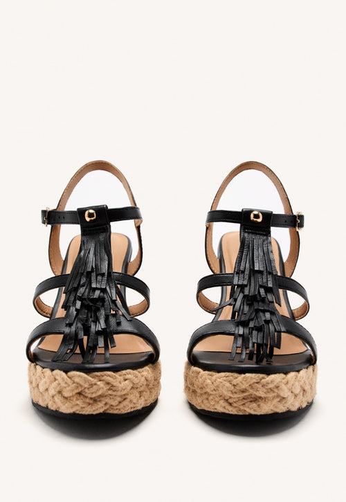 SANDALI CON ZEPPA PELLE CON FRANGE ELDERON