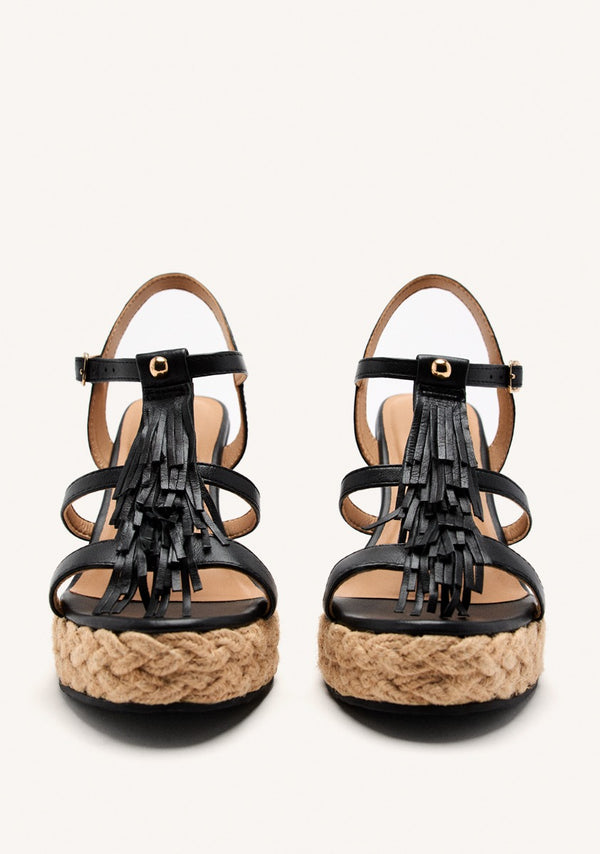 SANDALIAS CUÑA PIEL FLECOS ELDERON